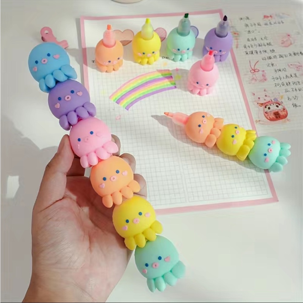 Octopus Shaped Highlighter Stack Set of Five